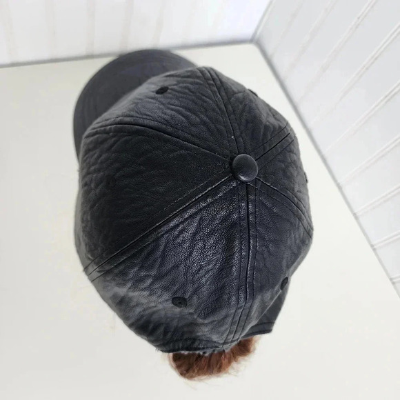 A New Day Fitted Faux Leather Hat Black One Size Te Textured 6 Panel Blank - Picture 3 of 9